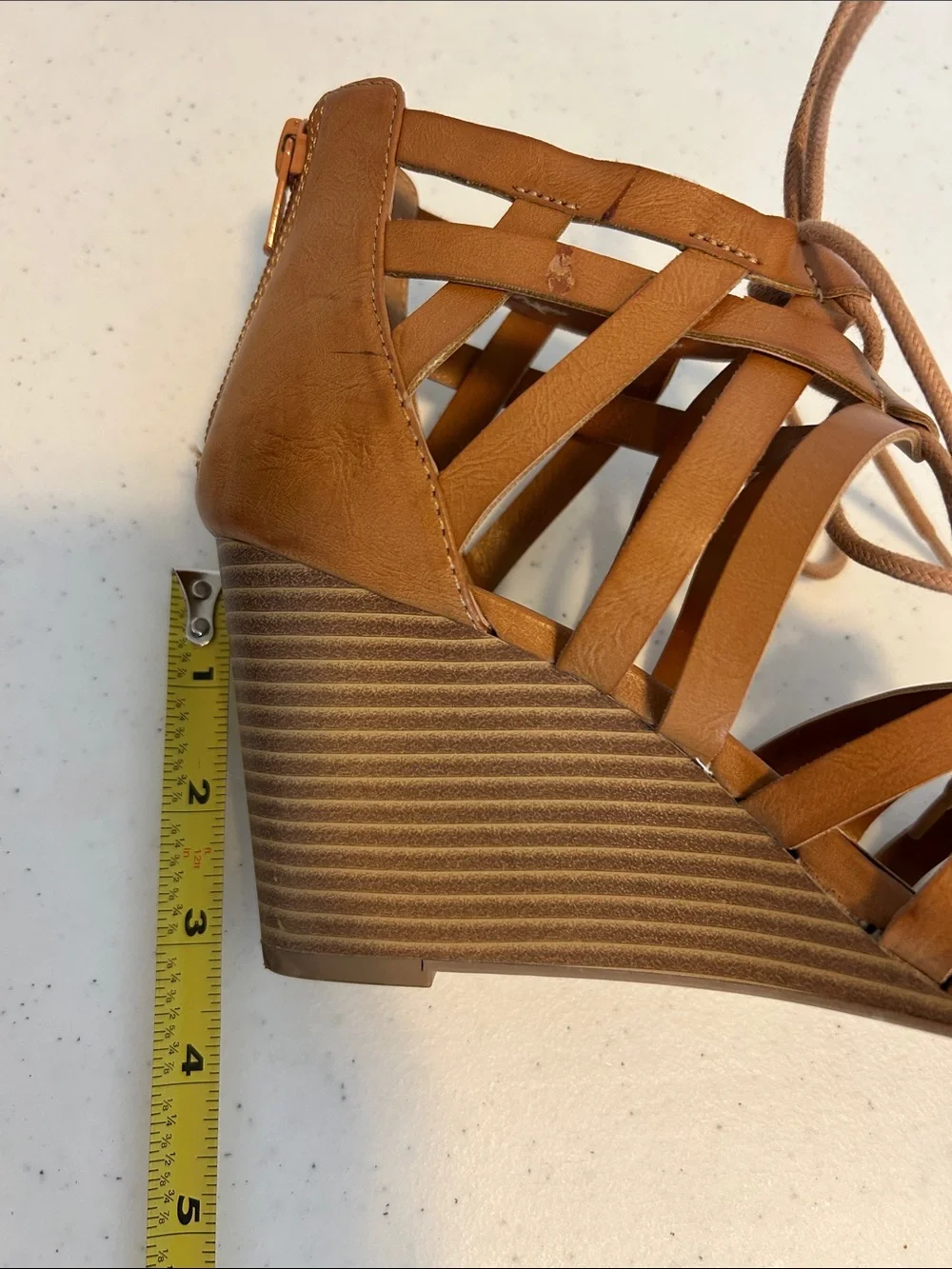 American Rag Tan Lace-Up Strappy Wedge Sandals